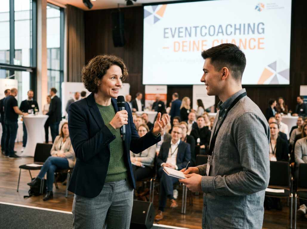 Teilnehmende im Gespräch beim Eventcoaching